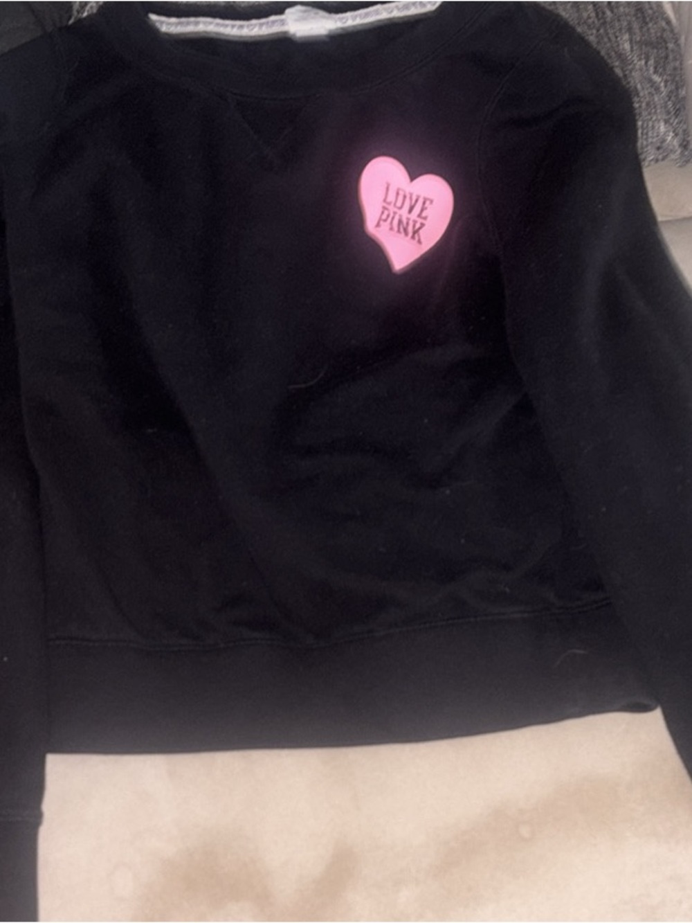 PINK Victoria's Secret Black Top with Pink Trim